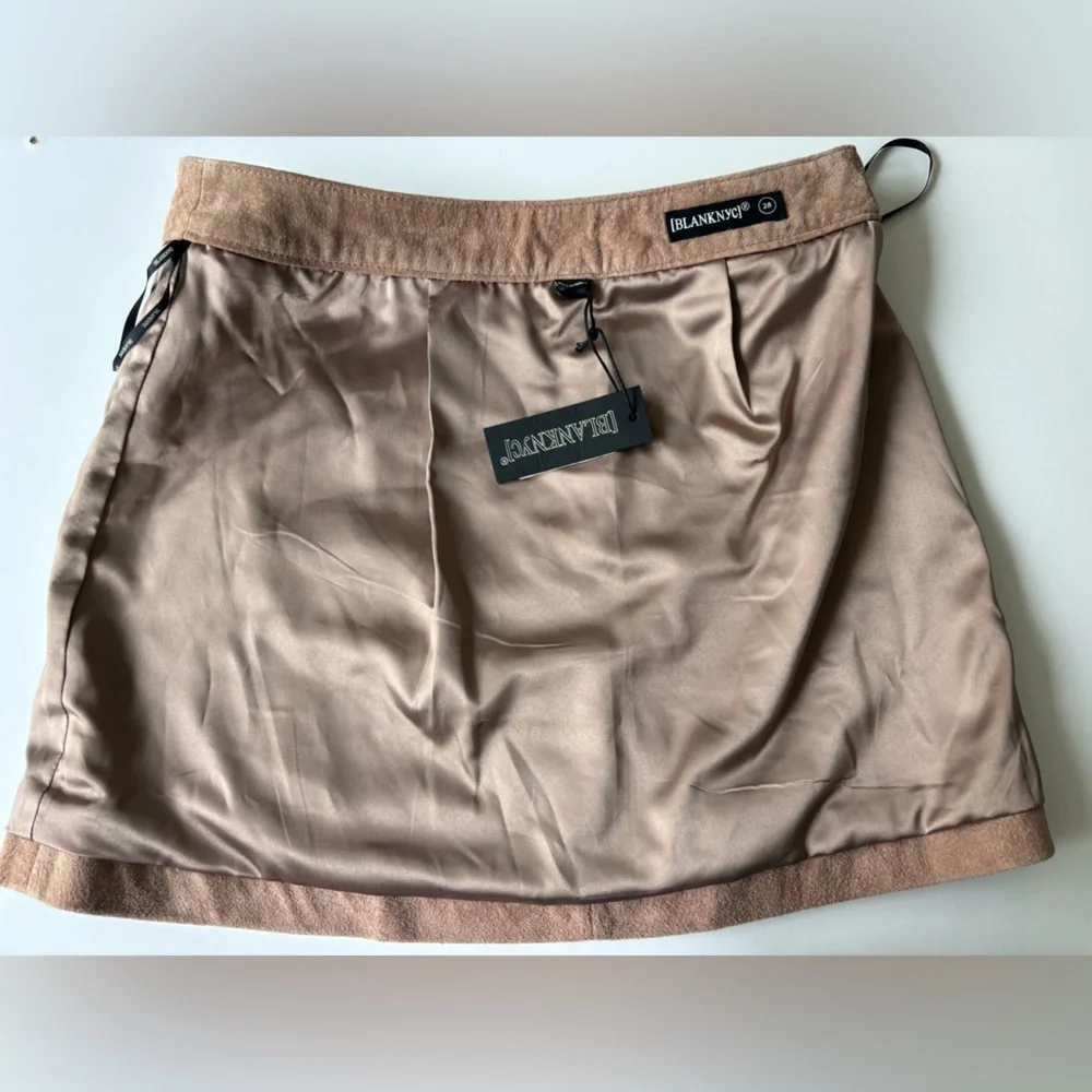 BLANKNYC Almond Leather Suede Tan Wrap Skirt 28 New - Picture 7 of 9